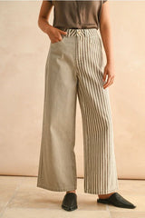 STRIPE FABRIC MIXED PANTS