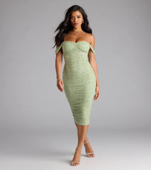 Pearl Babe Off-The-Shoulder Midi Dress
