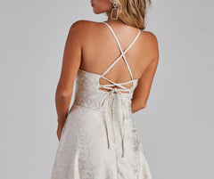 Adalyn Brocade High Slit Dress