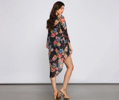 Effortless Style Floral Chiffon Kimono