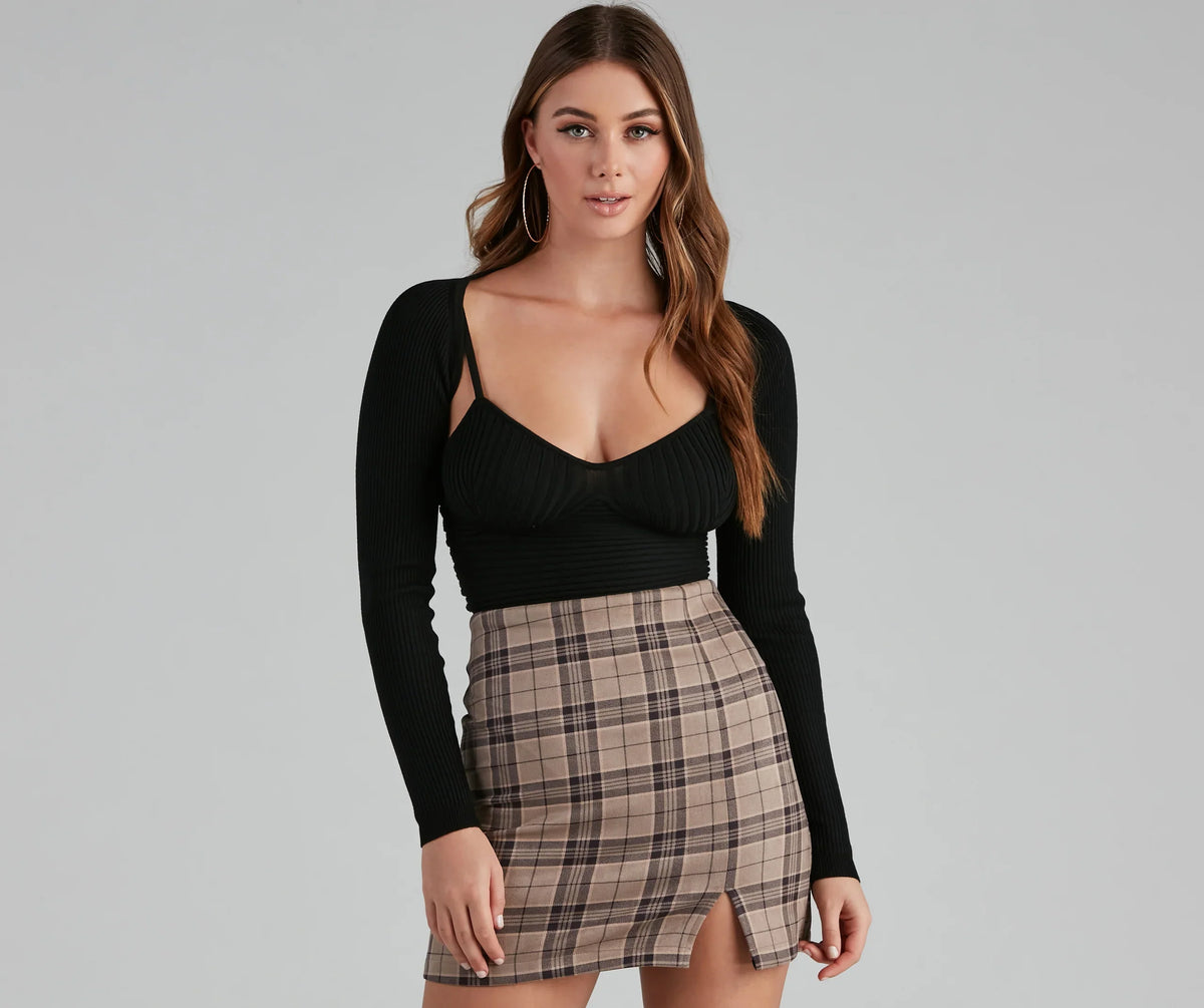Just My Type Ribbed Tank With Shrug
