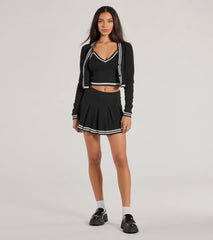 Preppy Please Striped V-Neck Crop Top