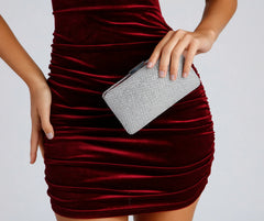 Let Shine Ring Rhinestone Mesh Box Clutch