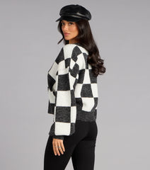 Checked Out Button-Up Cardigan