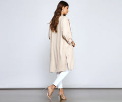 Striped Sophistication Long Blazer