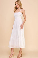 SOFT TIERED MAXI DRESS WITH SMOCKED BODICE