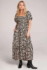EVRA MAXI RAYON RUFFLE DRESS