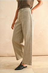 STRIPE FABRIC MIXED PANTS