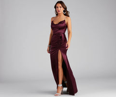 Juliana High Slit Satin Dress