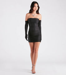 Arm Candy Strapless Mini Dress With Gloves