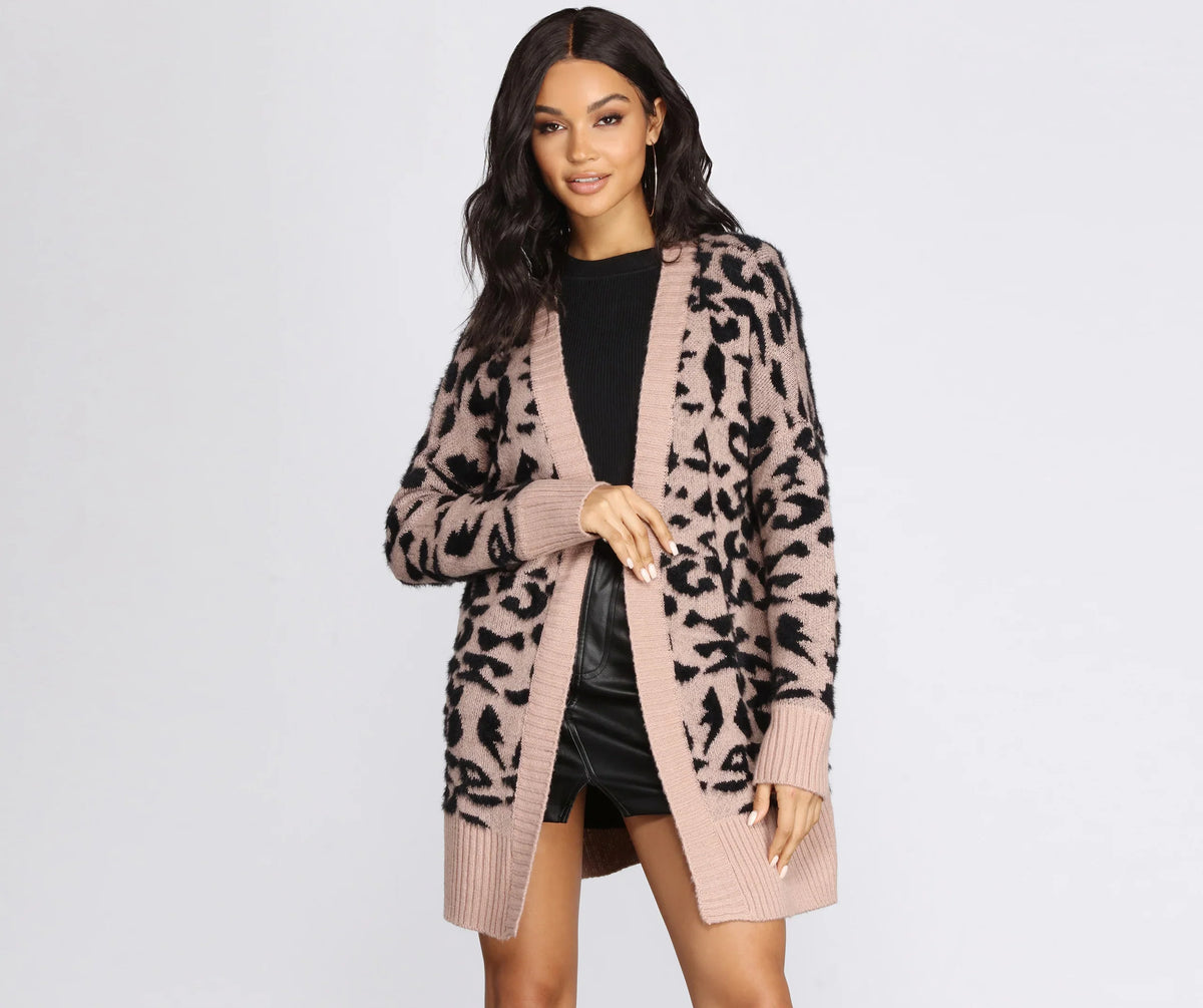 Purrfect Style Leopard Print Cardigan