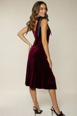 LOST + WANDER ADORNED VIRTUE VELVET HOLIDAY ROMANTIC MIDI DRESS