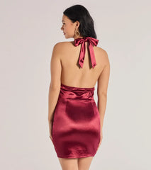 Pour It Up Halter Corset Satin Mini Dress