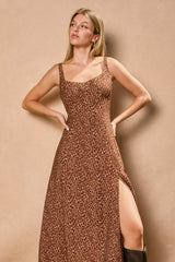 WILD BABY EMPIRE WAIST MIDI SLIT DRESS