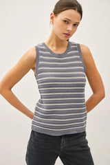 CHUNKY KNIT STRIPED SWEATER TANK TOP