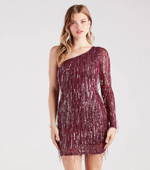 Glitz And Gleam Sequin Fringe Mini Dress
