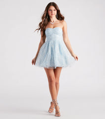 Esmeralda Tulle Sequin Strapless Party Dress