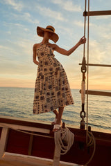 HALTER NECK ABSTRACT PRINT DRESS