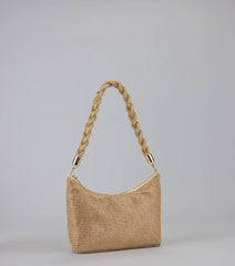 Luxe Shine Rhinestone Braided Shoulder Bag