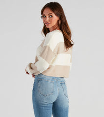 Fall Chill Striped Crop Sweater