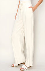 WOVEN TEXTURED WIDE LEG PANTS