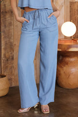 HIGH WAIST CHAMBRAY PANTS