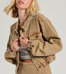 Cool Girl Trends Crop Bomber Denim Jacket
