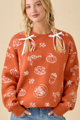 PUMPKIN SPICE PRINTED SWEATER