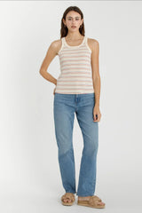 RIBBED COTTON MULTI STRIPED TANK TOP