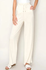 WOVEN TEXTURED WIDE LEG PANTS