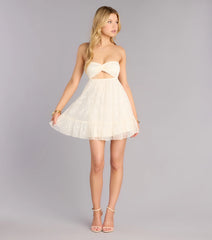 Soft Glam Sequin Lace Strapless A-Line Dress