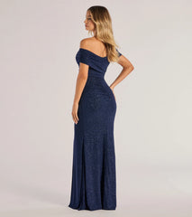 Giada Glitter Knit Off-the-Shoulder Column Dress