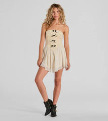 Prettiest Pick Strapless Bow A-Line Mini Dress